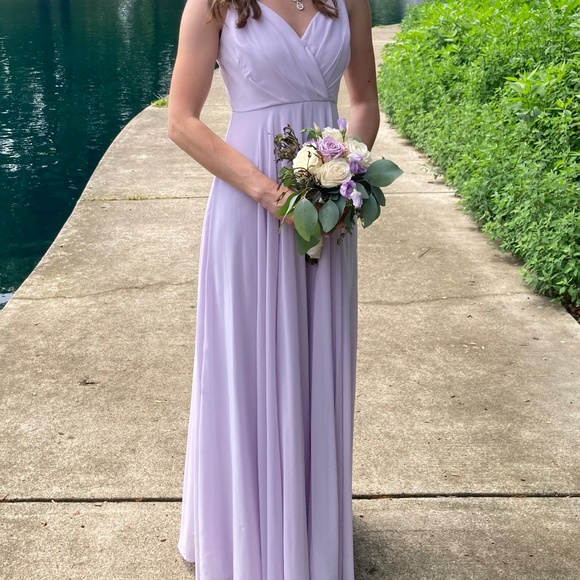 Lulu's Maxi Dress All About Love Lavender Light Purple Bridesmaid Dress No Slit - Picture 8 of 8